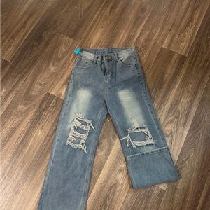 Distressed Gray Jeans